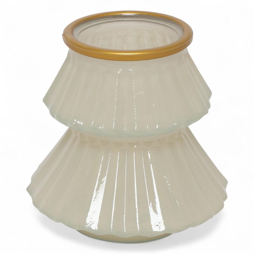 PORTACANDELA VETRO TELLINE CREMA H.11